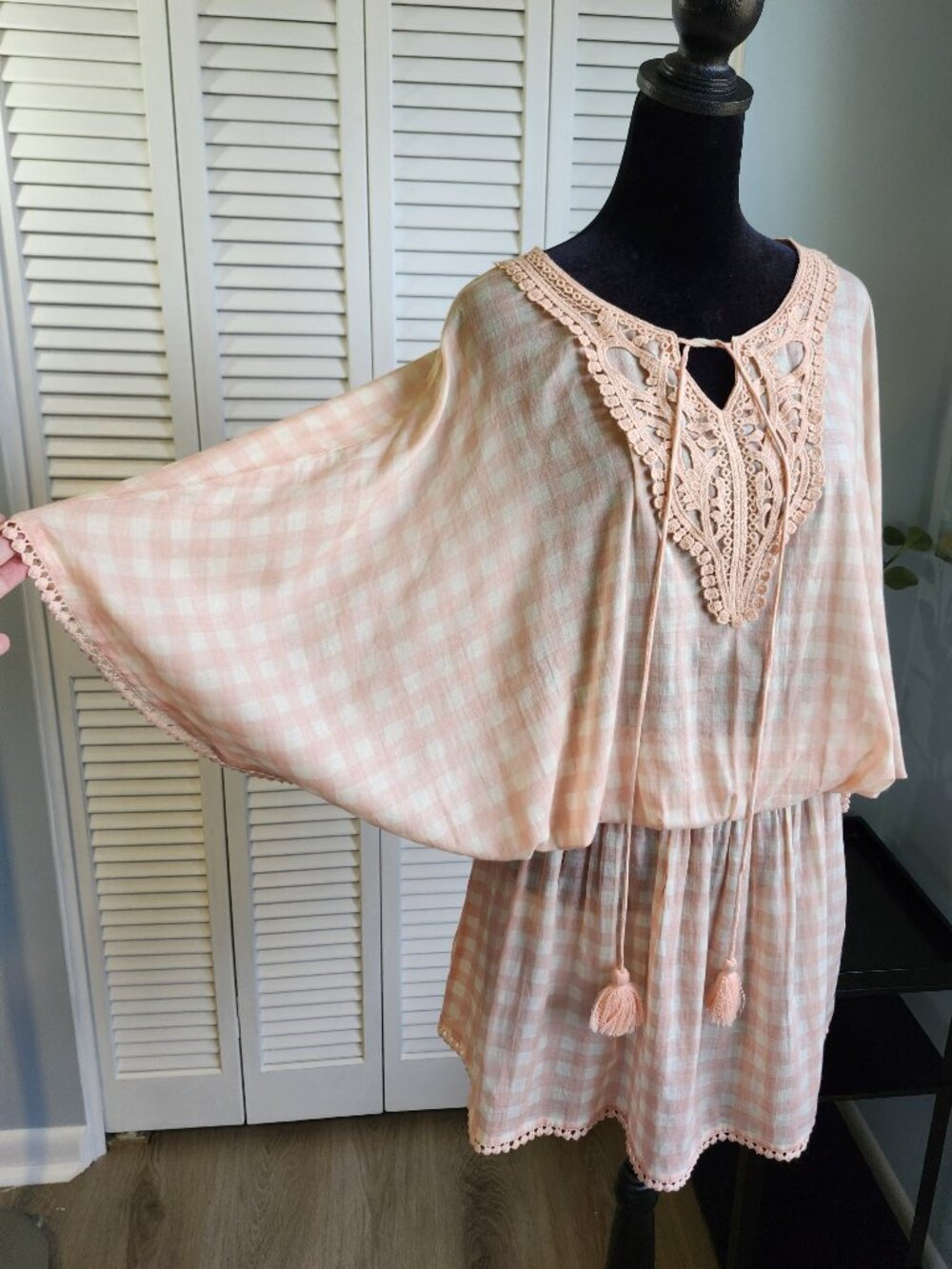 Shiraleah Gingham Beach Cover Up Pink Boutique NWT $85
